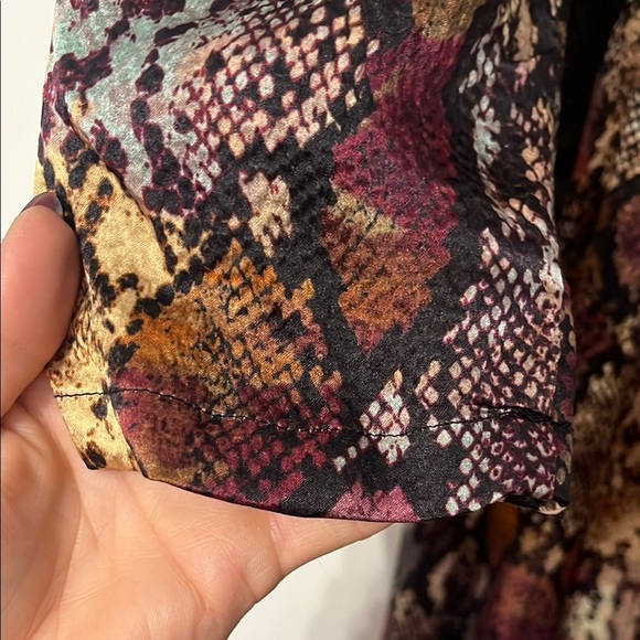 Rebecca Taylor Brown and Pink A-line V-neck Silk Snakeprint Dress Size 2 - Picture 7 of 9